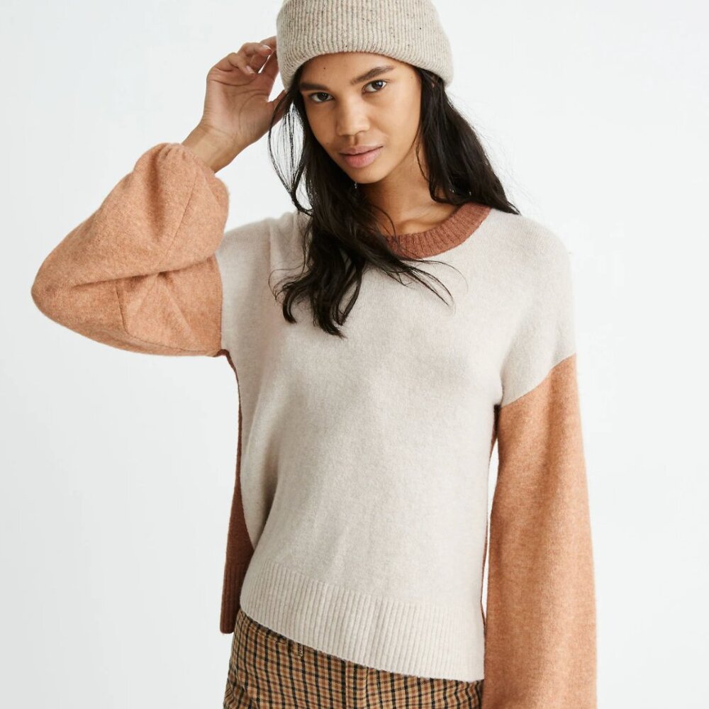 Madewell Colorblock Payton Pullover Sweater in Coziest Yarn